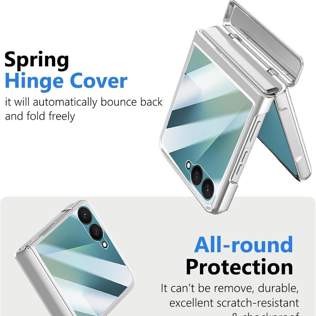 Applicable To Samsung ZFlip8 Folding Mobile Phone Case All-inclusive Case Film Integrated Zflip7 Electroplating Transparent Magnetic Suction Bracket