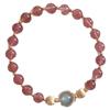 Girlish Charm: Moonstone & Strawberry Crystal Bracelet