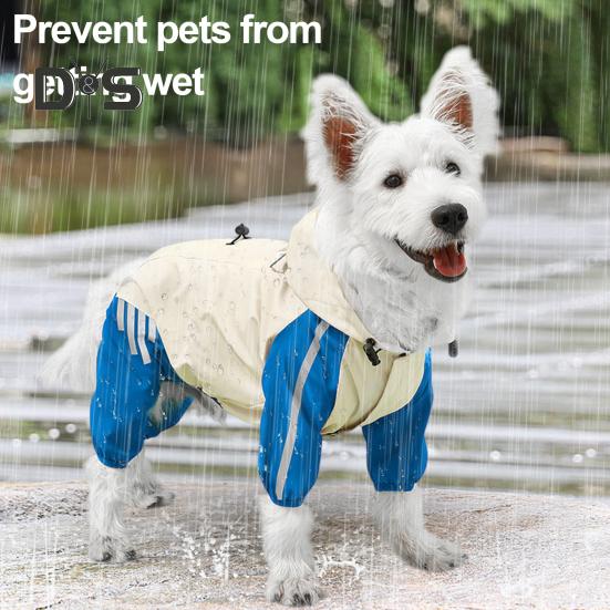 Dog Raincoat Waterproof Hooded Pet Rain Jacket Full Wrap Poncho with Reflective Strips And Leash Hole for Small Medium Dogs