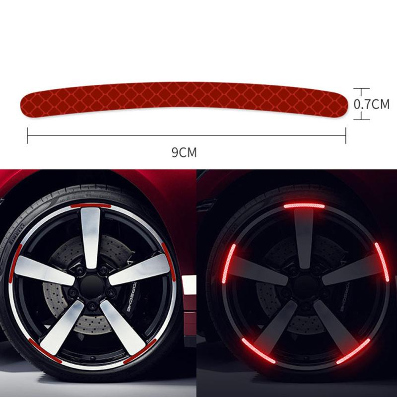 20pcs Car Wheel Hub Reflective Sticker 3d Stereo Tire Decorative Strips Night Warning Luminous