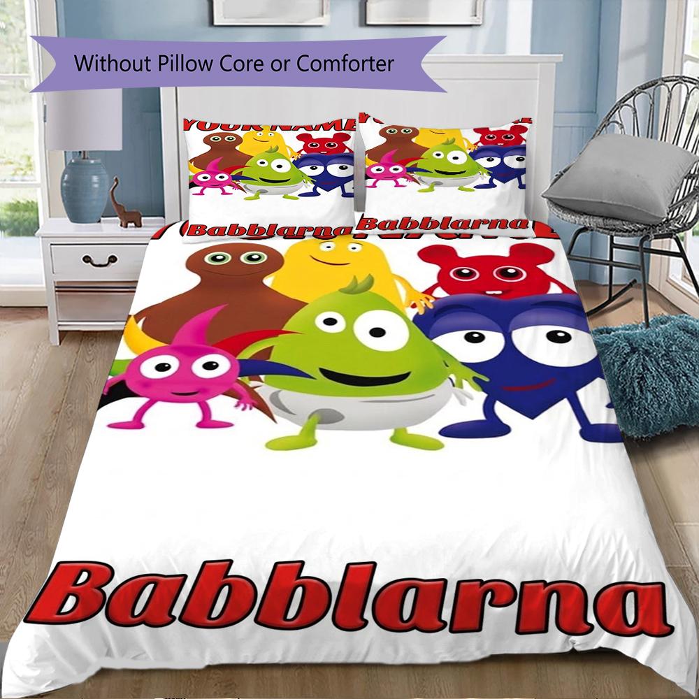 Custom Name Babblarna Pattern Bedding uilt Set uilt Cover Pillowcase Home Decoration Birthday Gift (1*duvet cover+2*pillowcase without core)