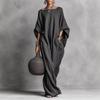 Women's Clothing European and American Retro Solid Color Temperament Long-sleeved Off-the-shoulder Long Casual Dress