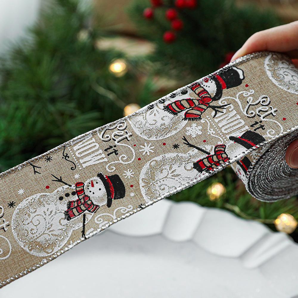 6.3CMx2M Christmas Bow Ribbon Imitation Hemp Ribbon Decorative Bow Accessories Snowflake Christmas Ribbon