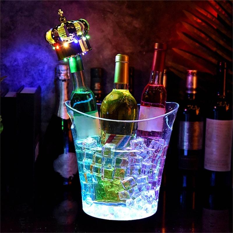 5L LED Ice Buckets with Colorful Light Portable 5L LED Ice Buckets Ice Container Bin for Outdoor BBQs and Festivities