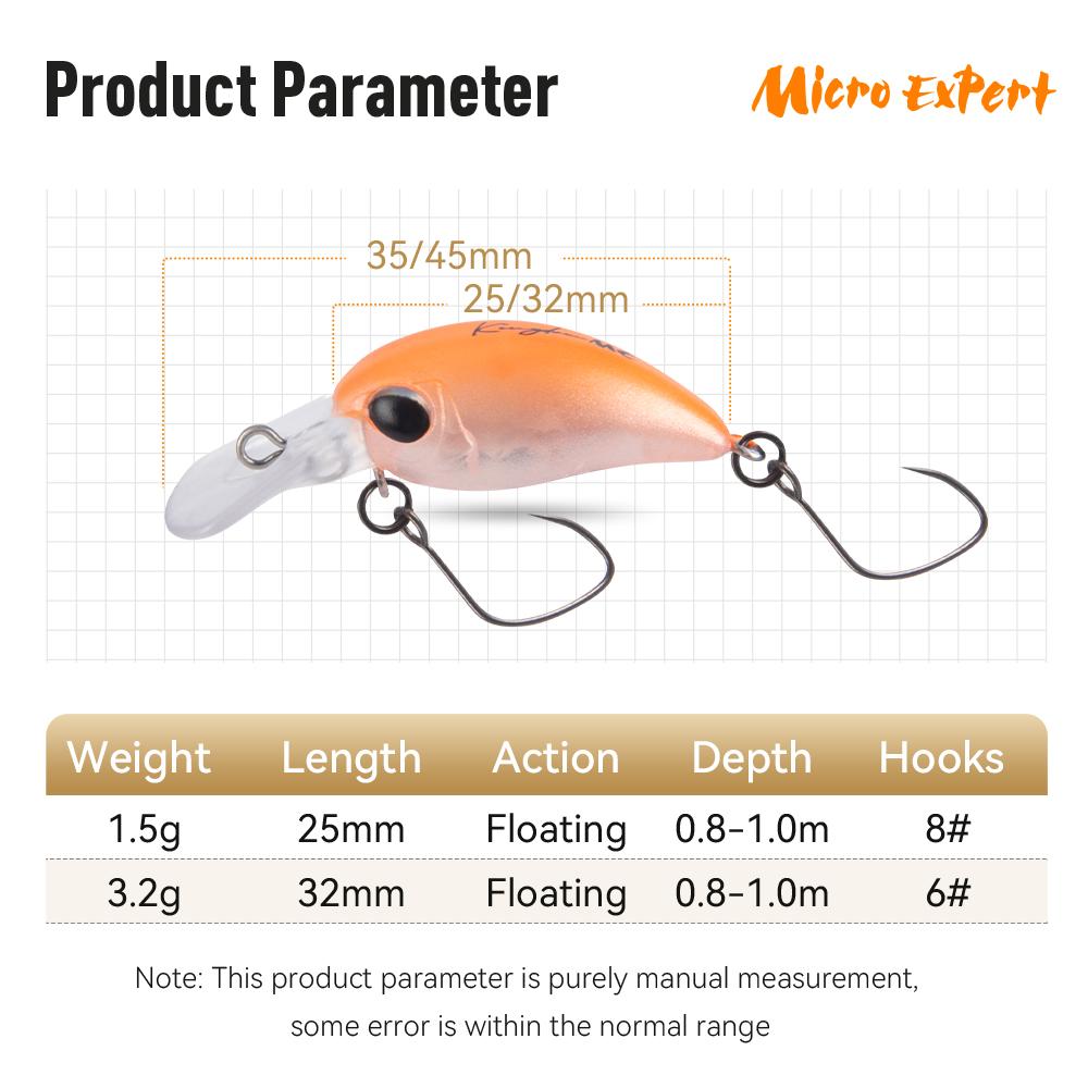 Kingdom Mikro Crank Minnow Rybářská Návnada 1.5g/25mm 3.2g/32mm Plovoucí Tvrdá Návnada ABS Rybářské Potřeby Umělé Tvrdé Návnady Crankbaity Potřeby Wobblery