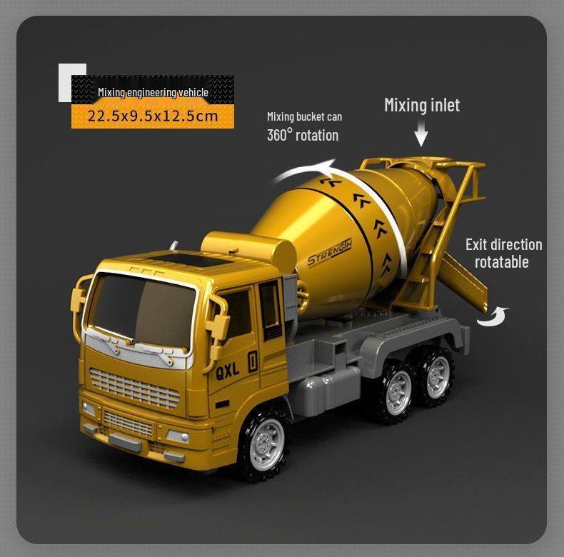 Construction Vehicle Toy Set: Digger, Excavator, Cement Mixer, Crane