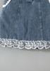 Girls Sleeveless Denim Dress with Lace Trim, Button Detail Casual Summer Outfit