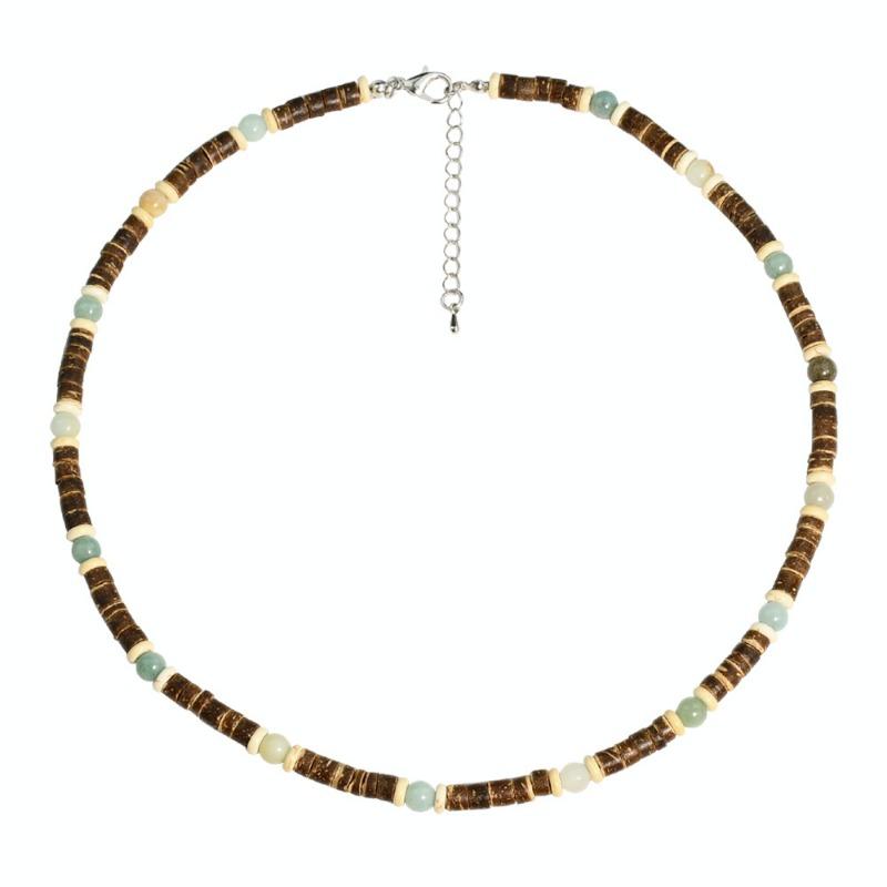 Türkis Holz Halskette Boho Strand Surfer Verstellbare Perlen Halsketten für Damen Herren Sommer Schmuck Geschenke