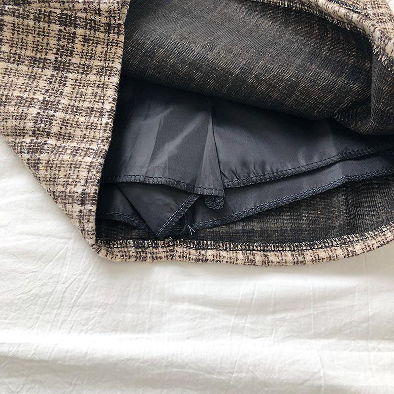 Autumn Sweet High Waist A-line Mini Skirt Chic Sashes  Irregular Lady Skirt Vintage Casual Women Plaid Skirt