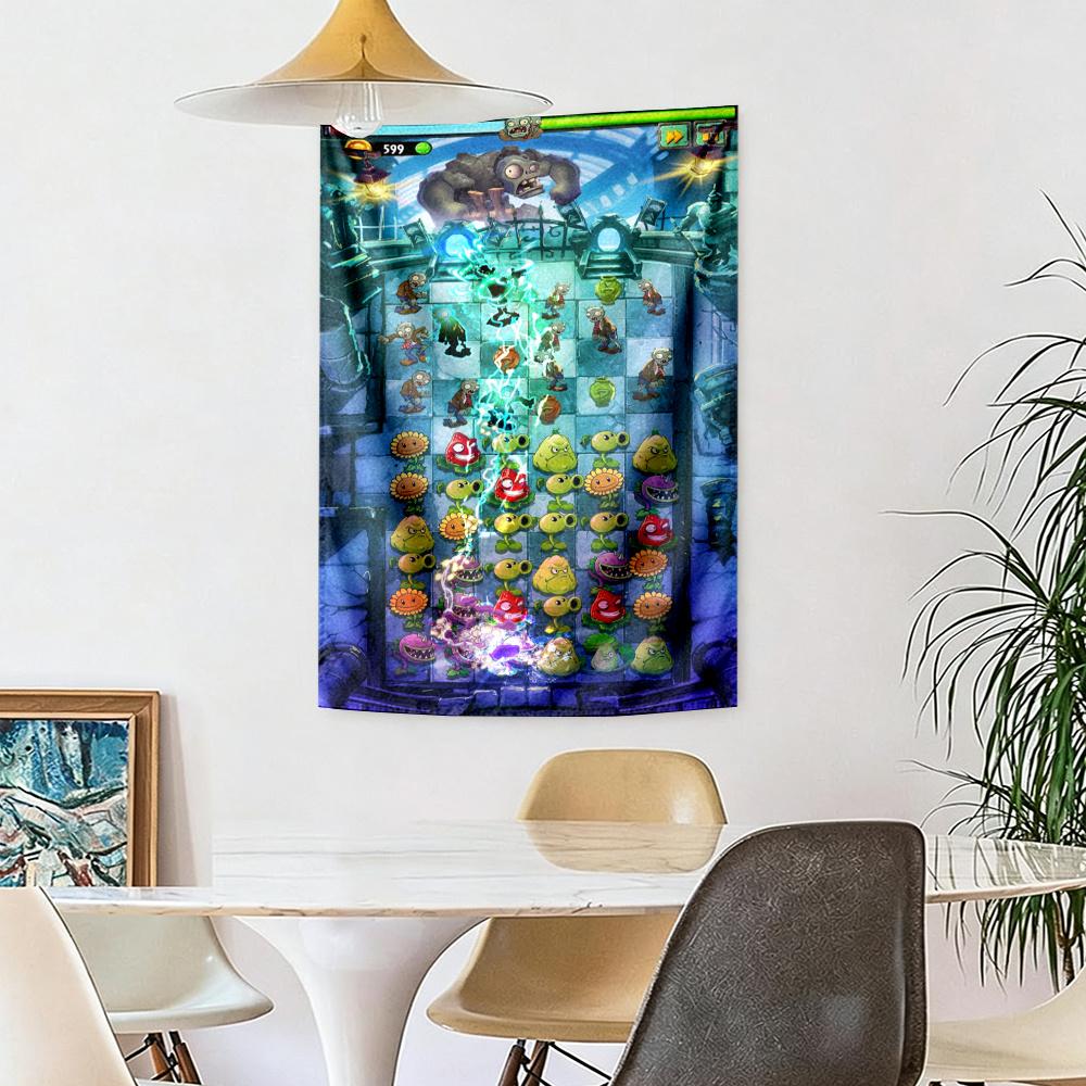 Plants Vs Zombies Retro Tapestry Handmade Look Great For Living Room Reading Corner Studio Wall Versatile Decor Hand Painted Style