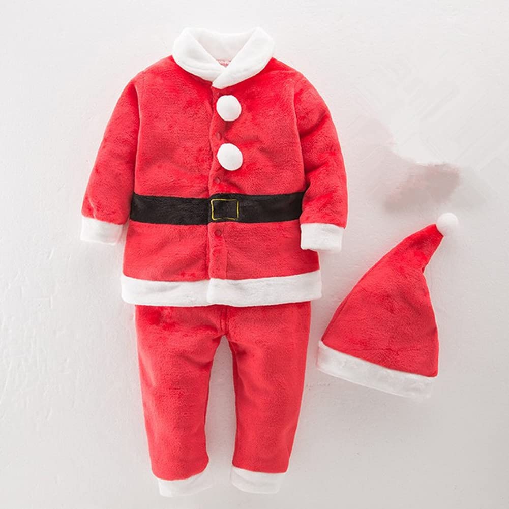 Matreeglam Santa Claus Costume for Babies and Set for Includes Pants and Santa Fluffy and Sizes Kids, 3-Piece Christmas, Hat, Soft, 80-110