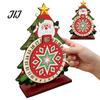 Gemstone Painting Decoration Christmas DIY Rhinestone Countdown Calendar, 25 Days Rotating Creative Gift Tree Advent Wooden Tabletop Ornament