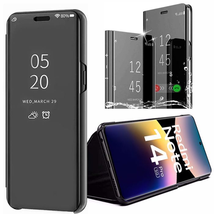 Ochranný kryt - Xiaomi - Redmi Note 14 Pro 5G - Pevný - Zrcadlový efekt - Černý