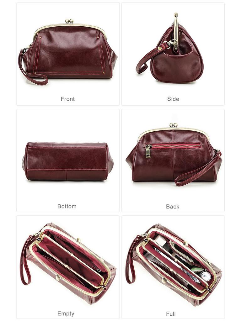 Wrist-Strap Women's Makeup Bag: Cowhide, Double Metal Hinge, Trendy & Fashionable
