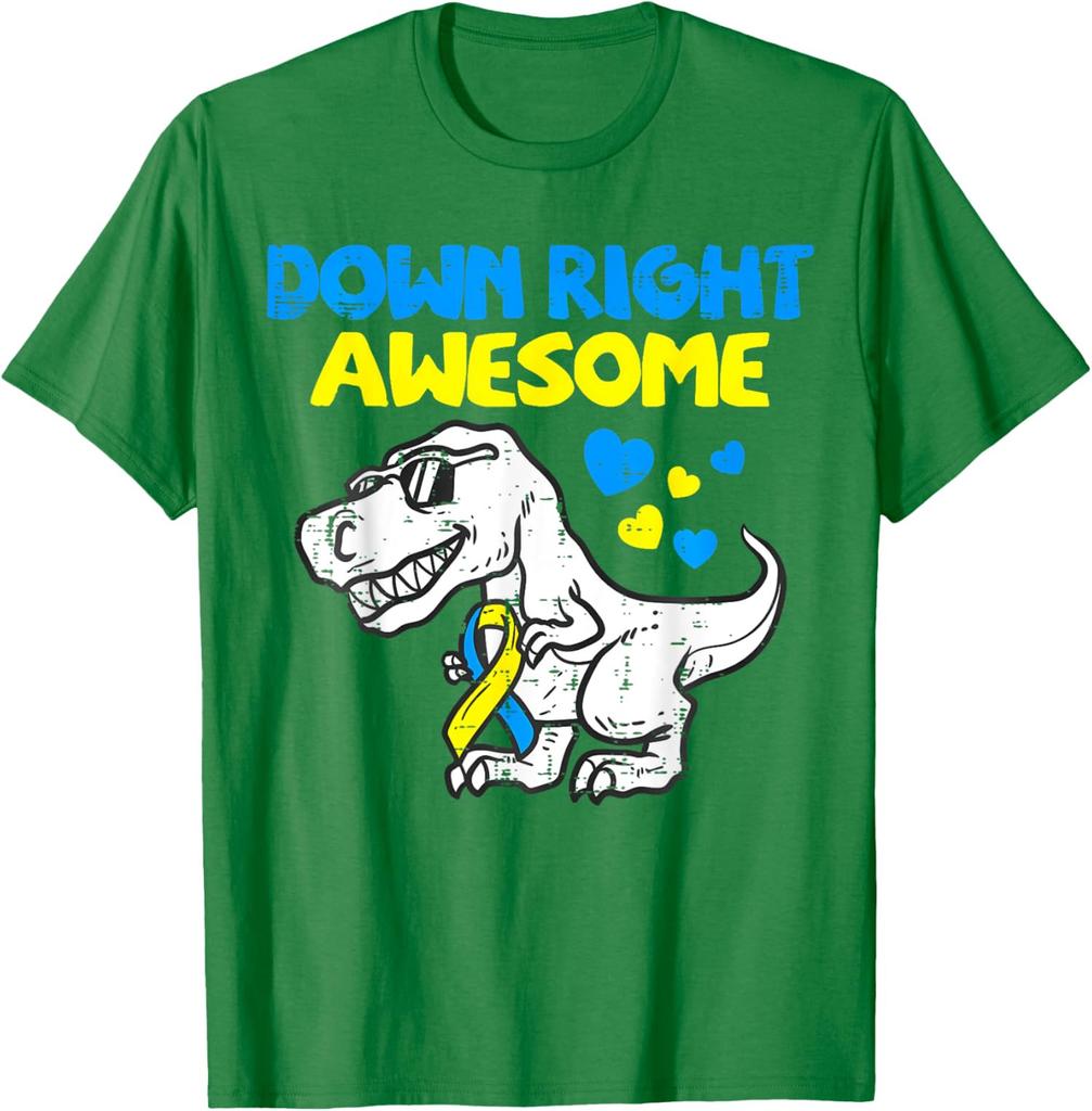Cute Dino Down Right Awesome Syndrome Awareness Lover Unisex T-Shirt