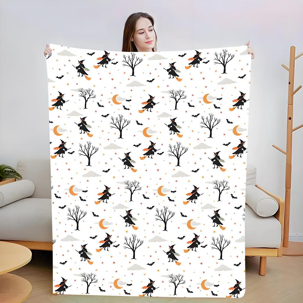 Coperta Zucca Horror di Halloween – Morbido Plaid in Pile di Flanella per Divano, Letto, Riposo & Decorazione di Halloween