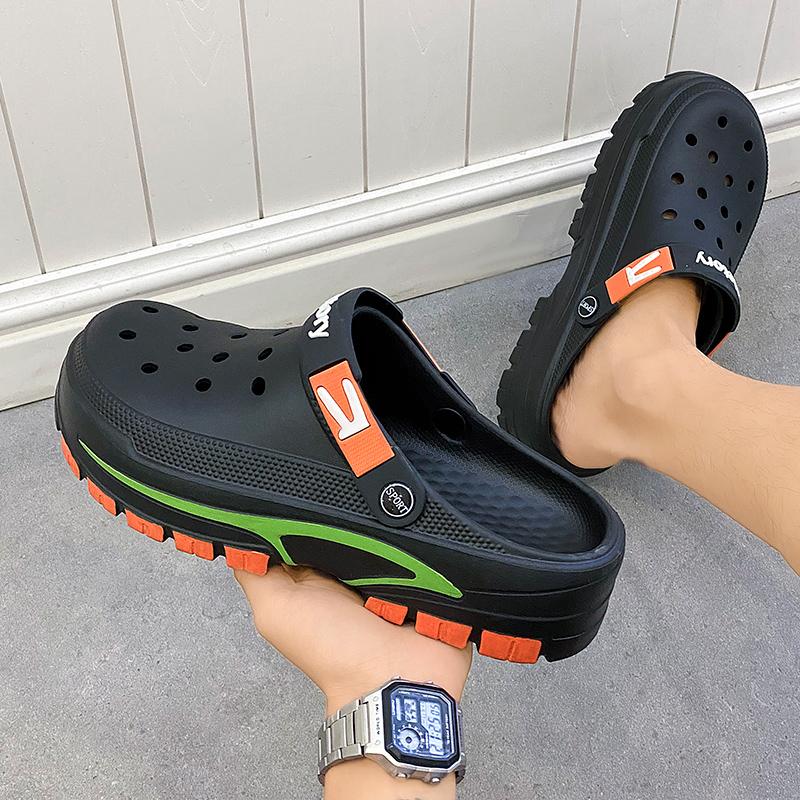 Pantofi de peșteră pentru bărbați, Tendință de modă de vară, Versatili, Sandale cu talpă groasă, Antiderapante pentru ținută casual, Pantofi cu găuri respirabili și confortabili
