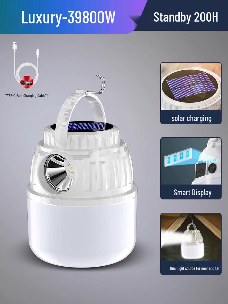 Rechargeable Solar Camping Lantern - Long Battery Life, Emergency & Outdoor Tent Light