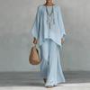 Y116 Summer Loose Bat Sleeve Top Wide Leg Pants Two-piece Women's Clothing European and American Fashion Suit