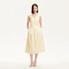 VEROMODA V-Neck Pleated Cotton A-Line Midi Dress