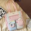 New Japanese ins fresh and sweet contrasting colors splicing bar pain bag girl junior high school students large-capacity backpack