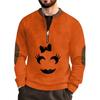 Halloweenský potisk - Pánská volná, ležérní, všestranná vícebarevná pulovrová mikina s kapucí a kulatým výstřihem