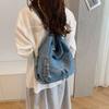 Vintage Denim Tote Bag Multi-Pocket Commuter Shoulder Crossbody Bag