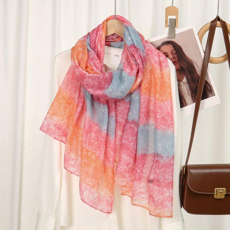 New cotton and linen feel floral scarf Yunnan Lijiang travel fresh flower summer outer shawl decorative yarn