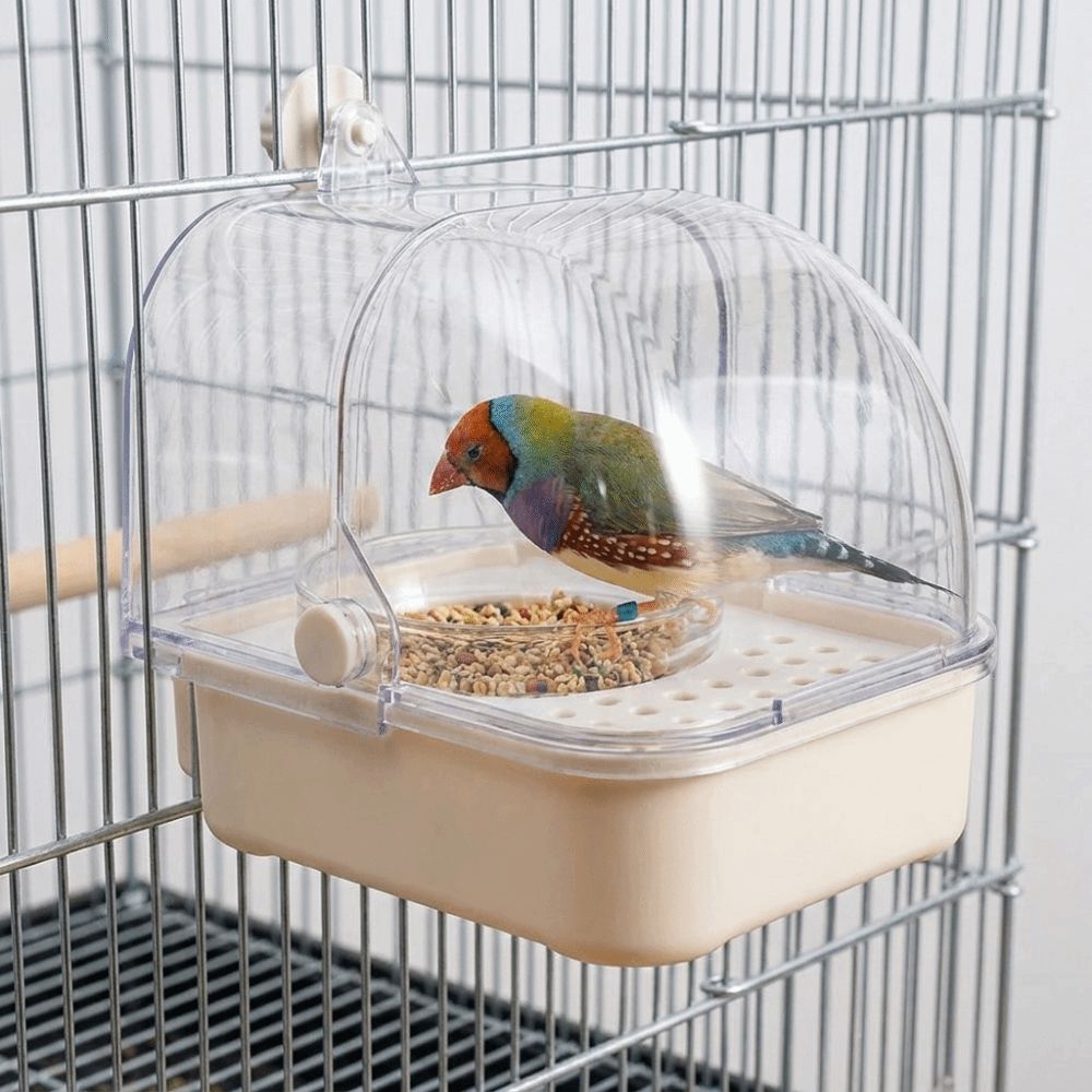 Abnehmbarer Vogeltränkenkäfig Spritzwassergeschützte Papageien-Duschbox Papageien-Badebecken Kleine mittlere Vögel