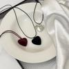 Vintage Heart Necklace Long Rope Necklace Pendant Necklace Flocking Texture Charm Necklace Present for Stylish Ladies