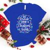 Christmas Lights Print T-Shirt Women Loose Short Sleeve Round Neck Top Female Casual Shirt Tees