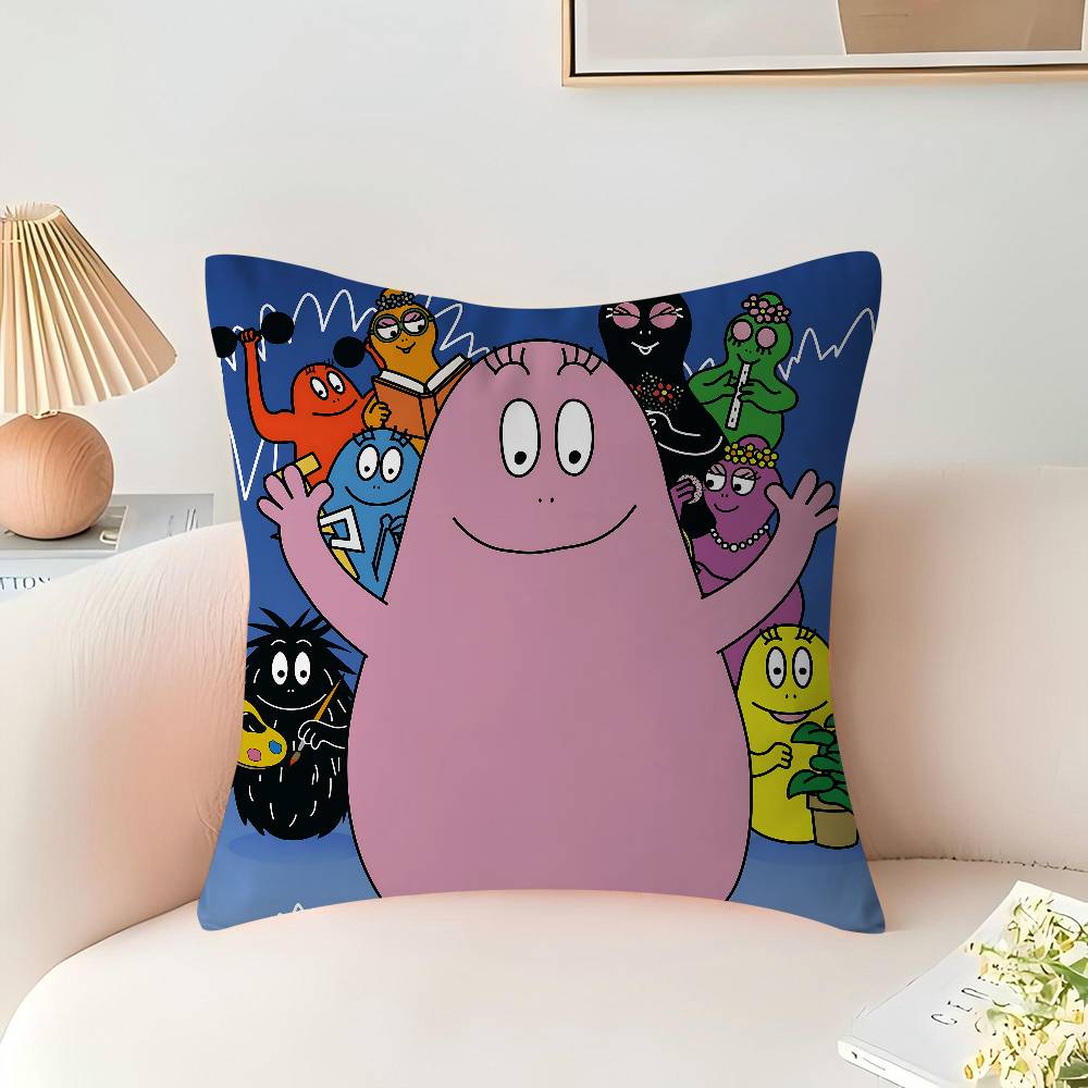 Les Barbapapa Familie Pillow Covers Cartoon Sofa Decorative Home Double-sided Printing Short Plush Cute Cushion Cover