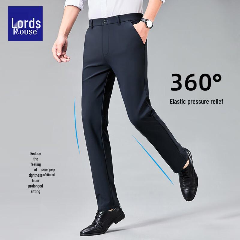 Luozi Men's Elastic Straight Casual Business Pants