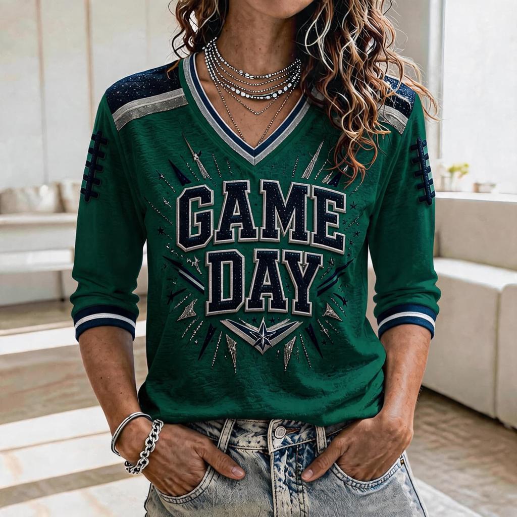 Women's Rugby Fan Shirt 3/4 Sleeve Sports Support Top