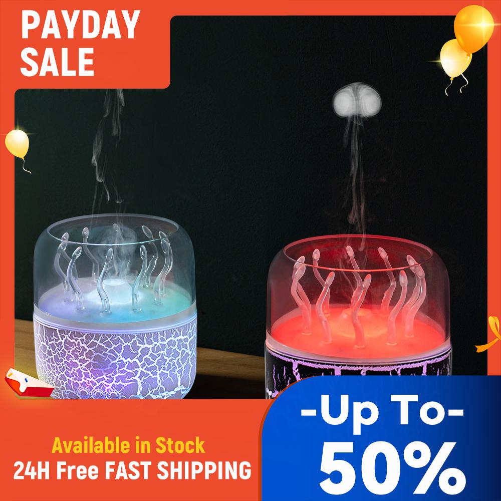 280ML Rotating Jellyfish Aroma Diffuser with Remote & Timer Aromatherapy Humidifier Aromatherapy Jellyfish Diffusers for Bedroom