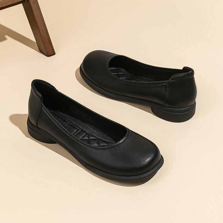 Comfortable Shoes Black Autumn Not Tired Feet Soft Soles Professional Soft Leather Shoes Flat Interview Single Shoes