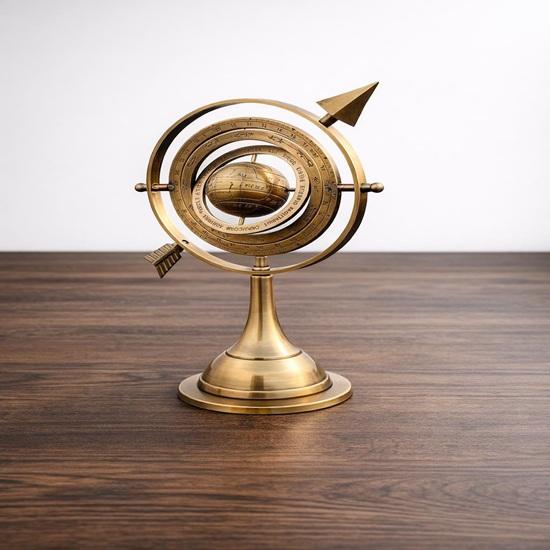 Brass Armillary Sphere Zodiac Globe, Celestial Desk Decor