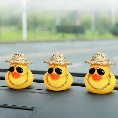Auto Roztomilá Větruodolná Kachna Interiér Rozbitý Vítr Malá Žlutá Kachna s Přilbou Vrtule Auto Cyklistika Dekorace Ozdoba