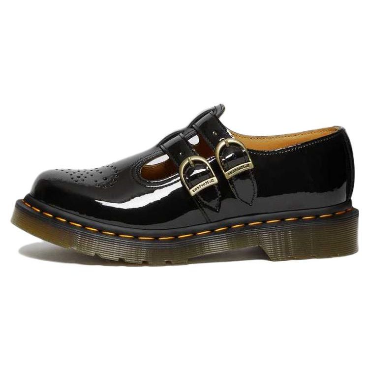 Dr. Martens Leather Adjustable Buckle Flat Shoes Women shoes Black 12916002