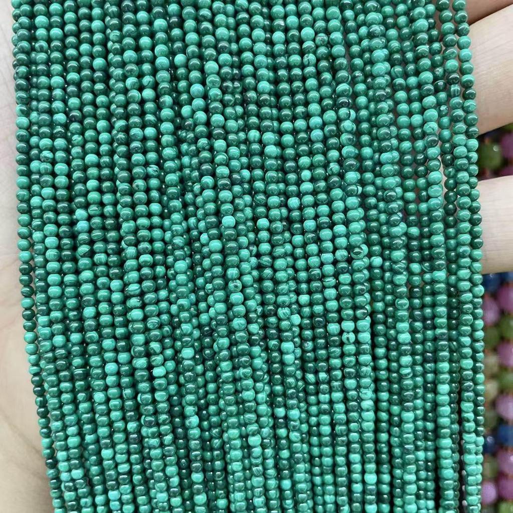 Premium Natural Malachite Small Round Loose Beads for DIY Bracelets