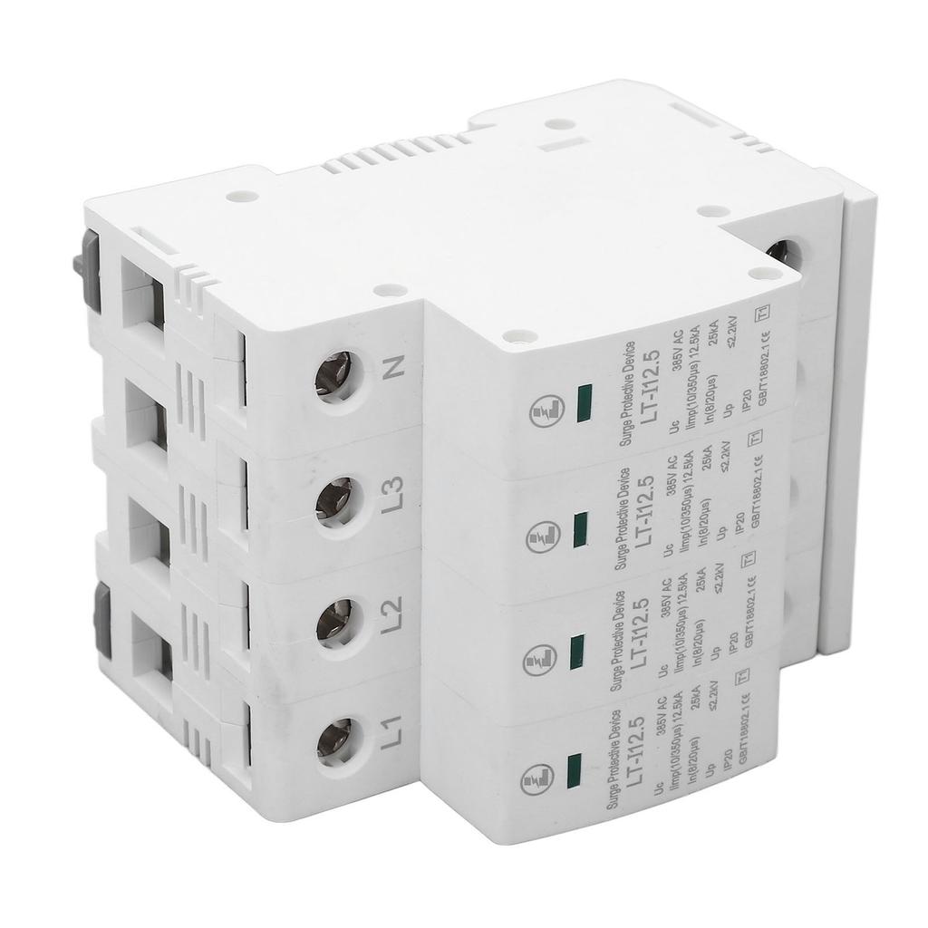 385V AC Surge Protective Device 4P 35mm Rail Mount Arrester Overvoltage Protector for Home Use