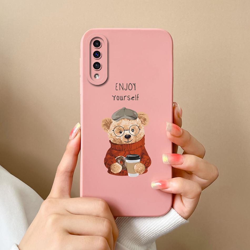 For Samsung Galaxy A50 A50S Phone Case Cartoon Liquid Silicone Full Coverage Anti Drop Shell For Samsung A 50 A50 S Bumper Funda