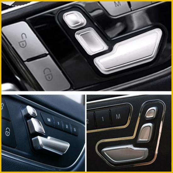 6PCS For Mercedes-Benz C63 AMG 10-14 Door Adjust Seat Button Switch Cover Trim