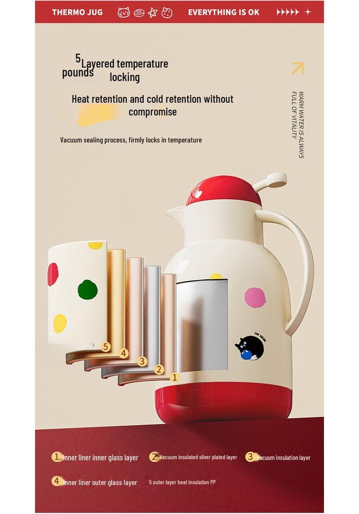 Portable Large Capacity Thermos Flask for Home & Dorm Use - Ideal for Hot Water and Tea