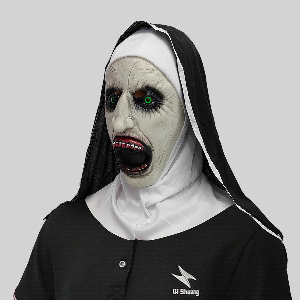 Maska Masquerade - Hełm Zakonnicy z Otwartymi Ustami - Straszna Twarz Ducha na Imprezę Halloweenową