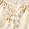 Women's Embroidered Linen Blend Puff Sleeve Top