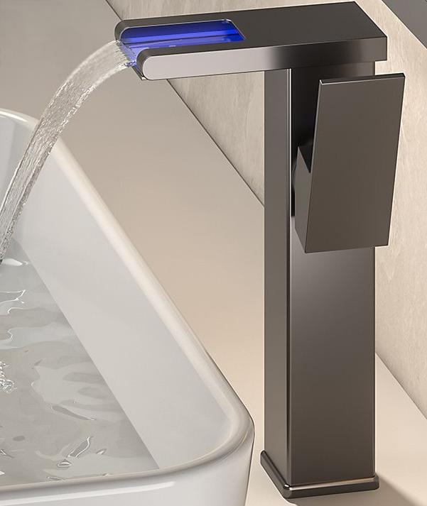 HLK Factory Supplier Automatically Intelligent Color-changing Brass Basin Faucet Popular Cold and Hot Water Household Faucet