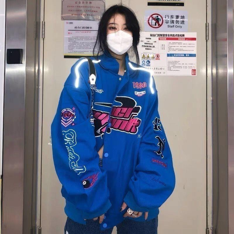 Women Spring Autumn Oversize Gothic Japan Hip Hop Hoodie Sweatshirt Harajuku Punk Hoodies Tops Cool Baseball Uniform Girl