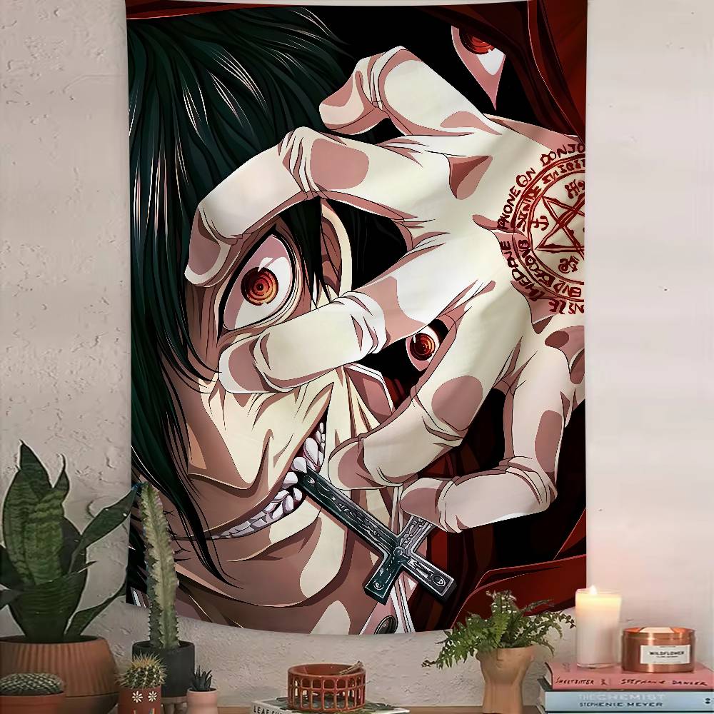 Cool Alucard Anime HHellsing Tapestry Art Printing Japanese Anime Wall Tapestry Anime Wall Hanging Home Decoration