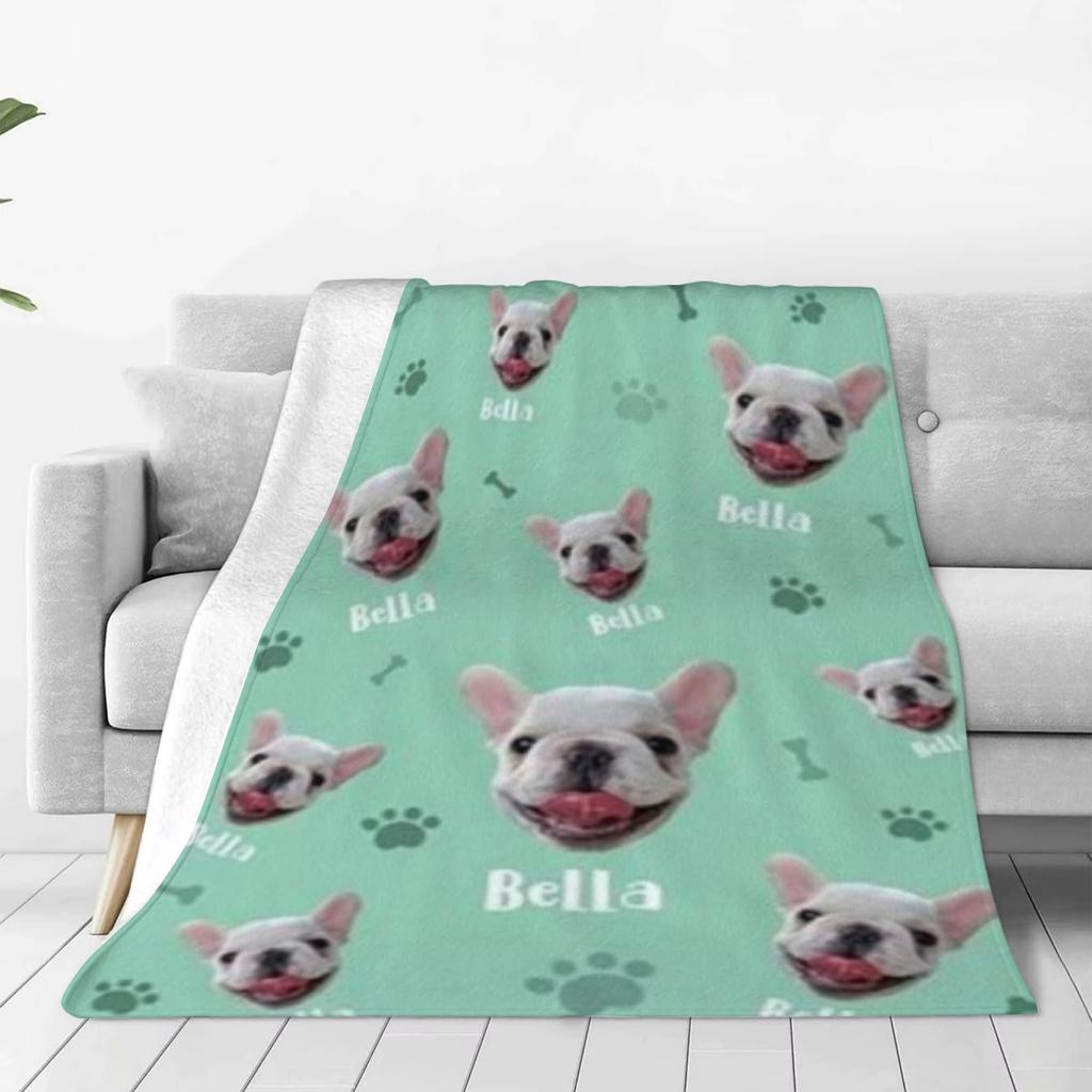 1-PC Personalized Blanket Custom Pet Dog Flannel Blankets Pet Name Personalized Dogs Name Pictures Gift Blanket For Baby Dog